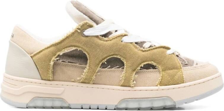 Santha Beige Veterschoenen met Dikke Zool