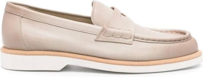 Santoni Beige Leren Klassieke Sneakers Beige Dames