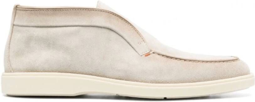 Santoni Beige Leren Laarzen met Tonal Stiksels