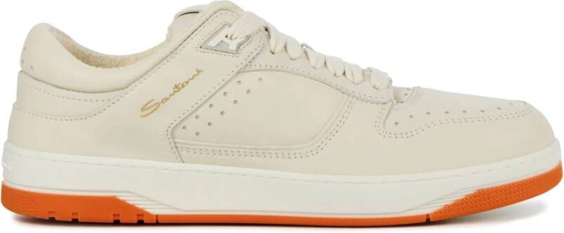 Santoni Beige Leren Sneakers Beige Heren