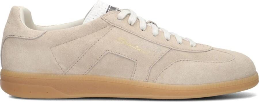 Santoni Beige Suede Lage Sneakers Beige Heren