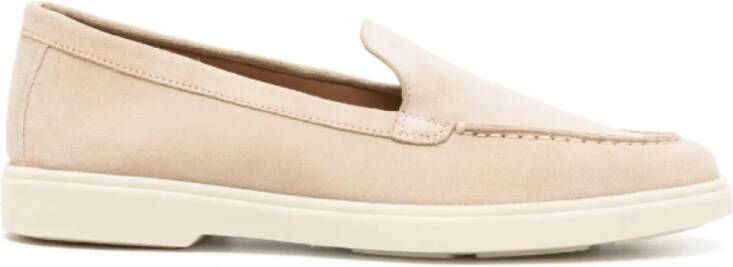 Santoni Beige Suède Loafers met Ronde Neus