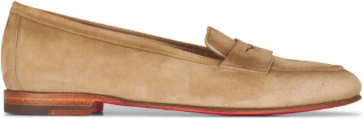 Santoni Beige Suède Penny Slot Loafers