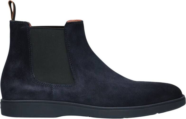 Santoni Blauw Leren Herenlaarzen 18588 Blue Heren