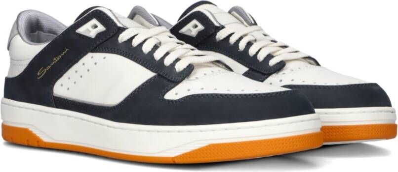 SANTONI Lage Sneakers Heren 21865 Maat: 43 5 Materiaal: Leer Kleur: Wit