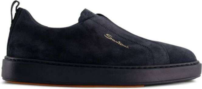 SANTONI Lage Sneakers Heren 21995 Maat: 6 5 Materiaal: Suède Kleur: Blauw