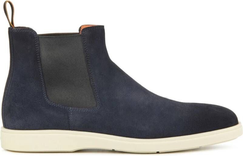 Santoni Blauwe Leren Laarzen Blauw Heren