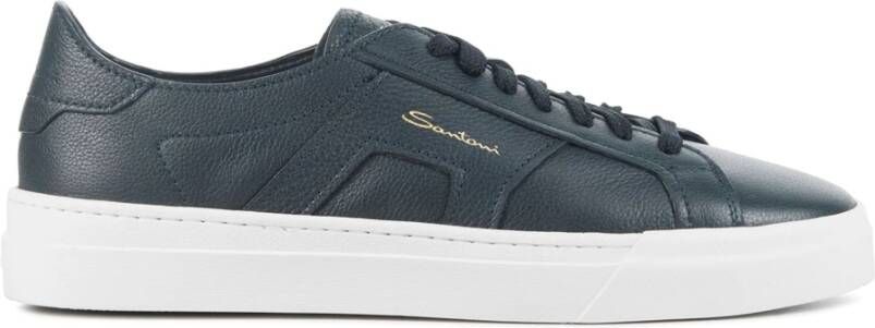 SANTONI Lage Sneakers Heren 21967 Maat: 8 Materiaal: Leer Kleur: Blauw