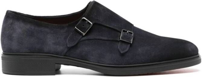 SANTONI Nette Schoenen Heren Sue 2gespschoen Maat: 9 5 Materiaal: Suède Kleur: Blauw