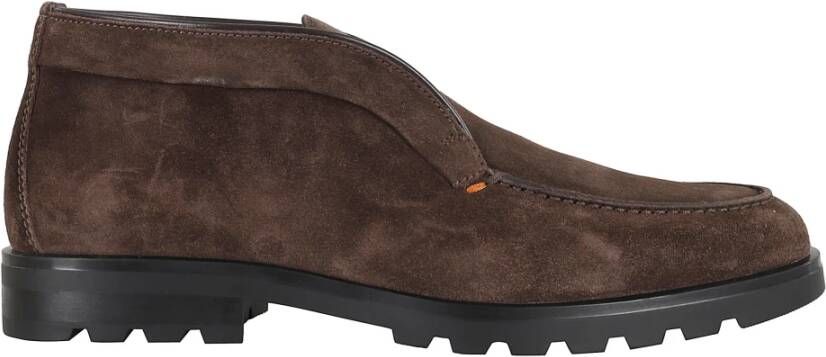 Santoni Blauwe Suède Enkellaars Slip-On Stijl