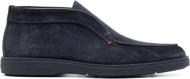 Santoni Blauwe Suède Instap Sandalen Blue Heren