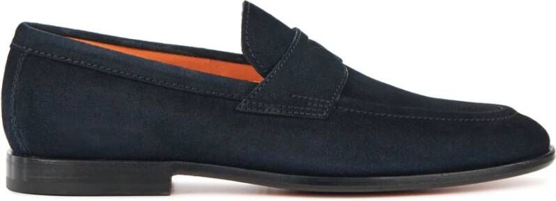Santoni Blauwe suède instaploafers