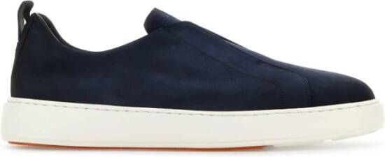 Santoni Blauwe Suède Instappers Sneakers