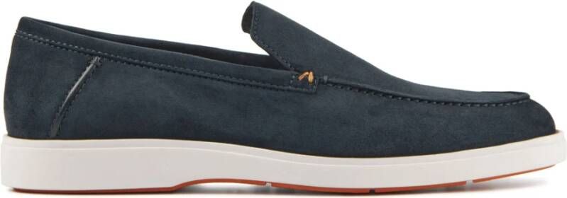 SANTONI Instappers Heren Detroit 17824 Sue Maat: 39 5 Materiaal: Suède Kleur: Blauw