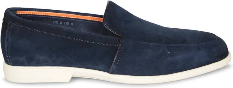 Santoni Blauwe Suède Loafers Elegant Comfort