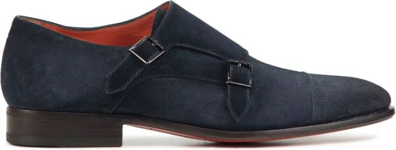 Santoni Blauwe Suède Loafers voor Heren Blue Heren