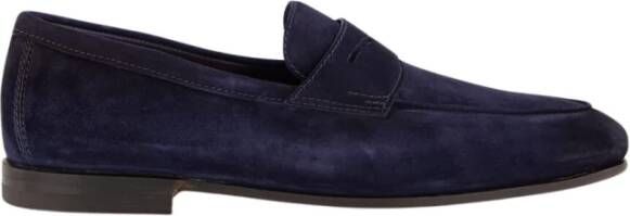 Santoni Blauwe Suède Penny Loafers Elegante Stijl - Foto 2