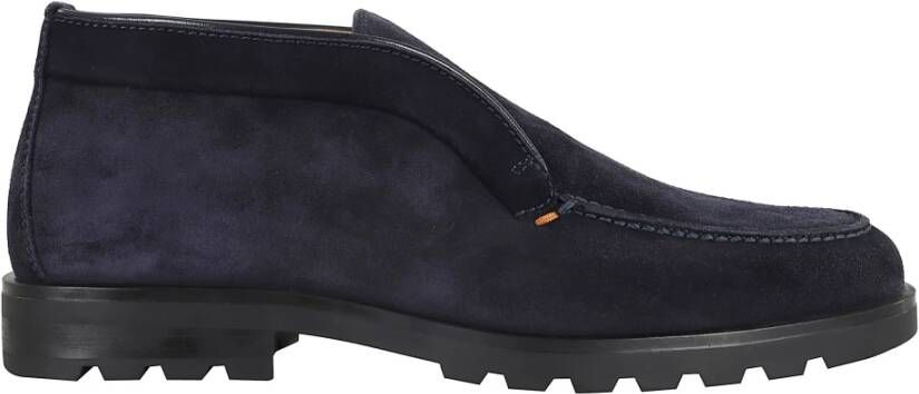 Santoni Blauwe Suède Rock Enkellaars