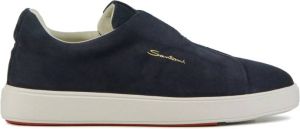 Santoni Blauwe Suède Sneakers voor Heren Blauw Heren