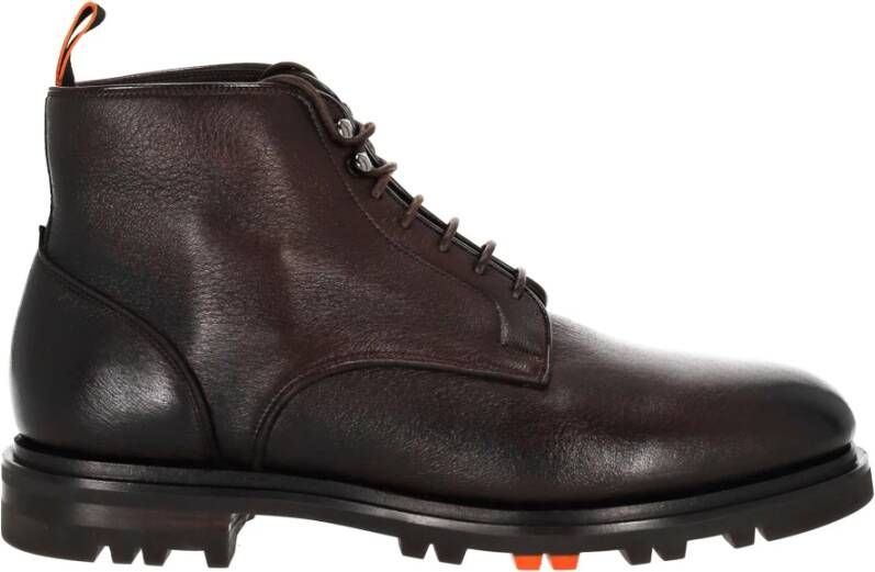 Santoni Bruin Leren Logan Platte Schoenen Brown Heren