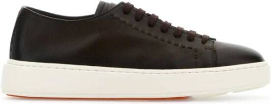 Santoni Bruin Leren Schone Sneakers
