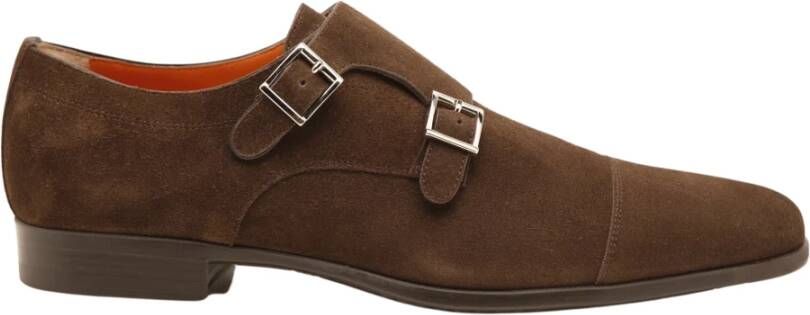 Santoni Bruin Smoke Dubbele Gespschoen Brown Heren