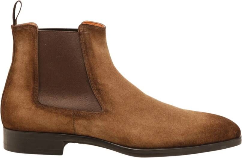 Santoni Bruine Chelsea Boot Suède Brown Heren