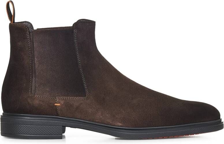 SANTONI Chelsea Boots Heren Sue Chelsea Booty Maat: 7 Materiaal: Suède Kleur: Bruin
