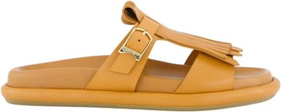 Santoni Bruine Dahlia Platte Leren Sandalen