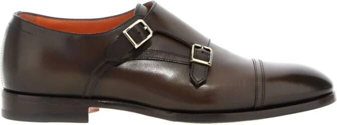 Santoni Bruine Dubbele Gesp Platte Schoenen - Foto 2