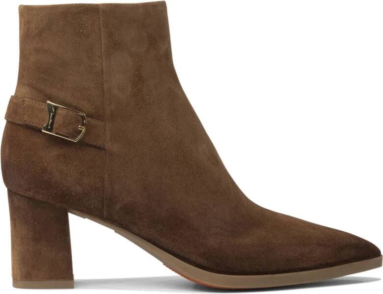 Santoni Bruine Enkellaarzen met Gespband