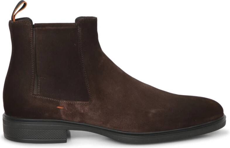 SANTONI Chelsea Boots Heren Sue Chelsea Booty Maat: 10 Materiaal: Suède Kleur: Bruin
