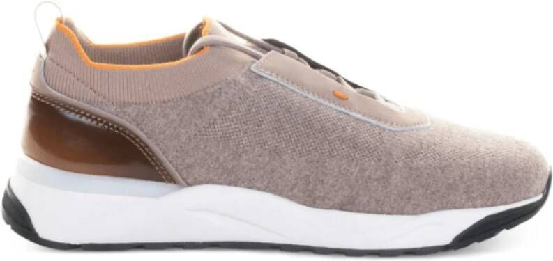 Santoni Bruine Gebreide Panel Sneakers