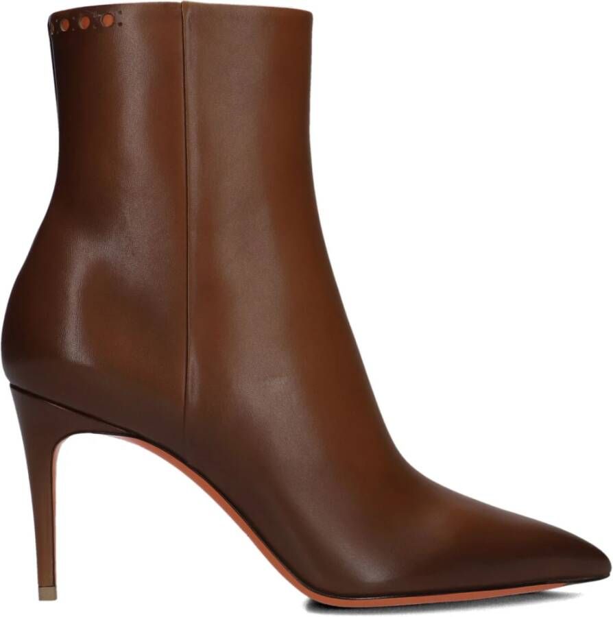 Santoni Bruine Leren Enkellaarzen Brown Dames