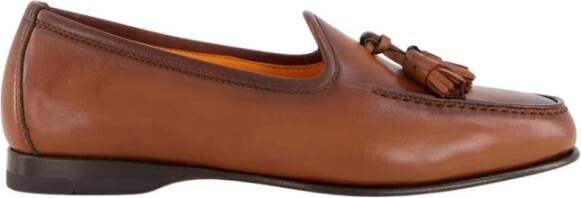 Santoni Bruine leren kwastloafer