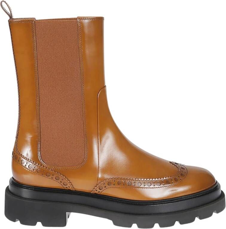 Santoni Bruine Leren Laarzen Brown Dames