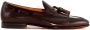 Santoni Bruine leren loafer met kwastjes - Thumbnail 1