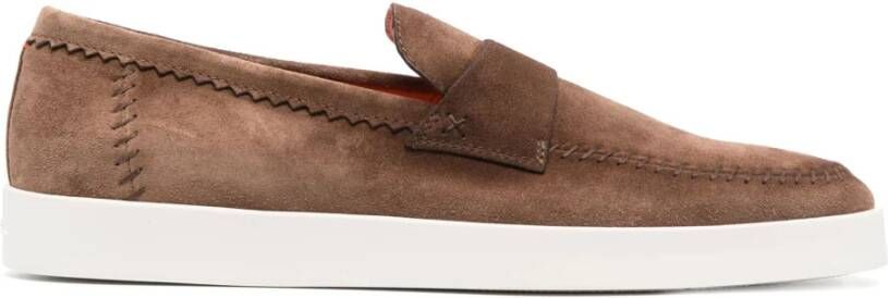 Santoni Bruine leren loafers casual flats