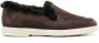 Santoni Bruine leren loafers met tonale stiksels - Thumbnail 1