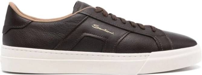 Santoni Bruine leren low-top sneakers