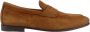 Santoni Bruine leren mocassin met decoratieve voorband - Thumbnail 1