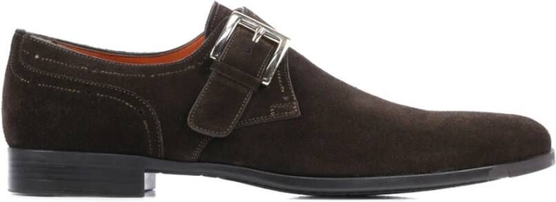 Santoni Bruin Suède Monk Strap Schoenen Brown Heren