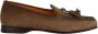 Santoni Bruine Nubuck Tassel Loafers - Thumbnail 1