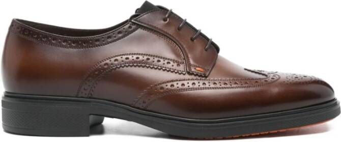 Santoni Bruine Oxford Kalfsleren Schoenen