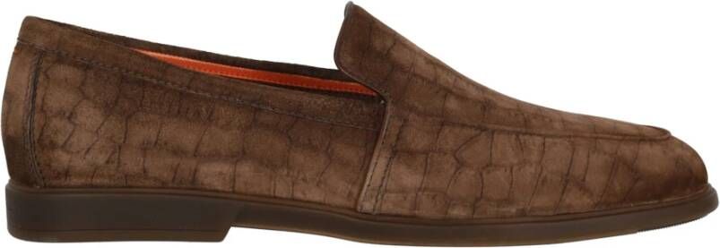 Santoni Bruine Platte Instap Schoenen in Cocco Print