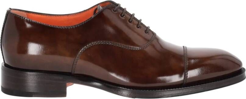 Santoni Bruine platte schoenen Italiaans vak schap