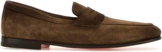 Santoni Bruine Suède Carlos Loafers