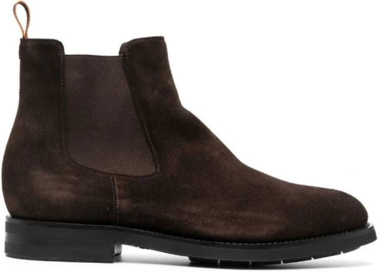 Santoni Bruine Suede Chelsea Laarzen Brown Heren