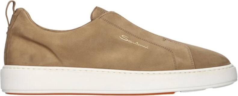 SANTONI Lage Sneakers Heren 21995 Clean Icon Maat: 42 5 Materiaal: Suède Kleur: Bruin