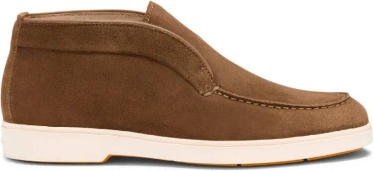 Santoni Bruine Suède Desert Boots met Leren Afwerking